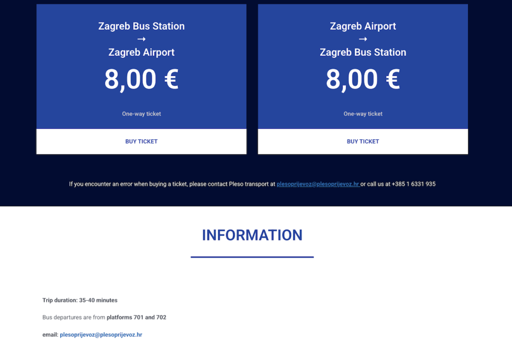 Zagreb bus information